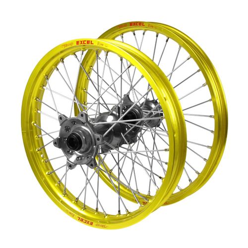 Gas Gas Haan Titanium Hubs / Excel Yellow Rims Wheel Set MC 125 2024 (21*1.6 / 18*2.15)