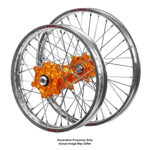 Husqvarna Adventure Haan Orange Hubs / Excel Silver Rims Wheel Set NORDEN 901 2022-2024 (17*3.50 / 17*4.25)