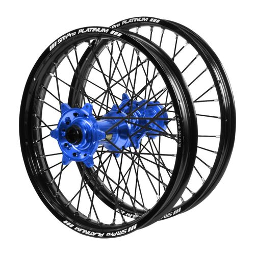 KTM Adventure Haan Blue Hubs / SM Pro Platinum Black Rims / Black Spokes Wheel Set 1190 ADVENTURE 2013-2024 (21*2.15 / 17*4.25)