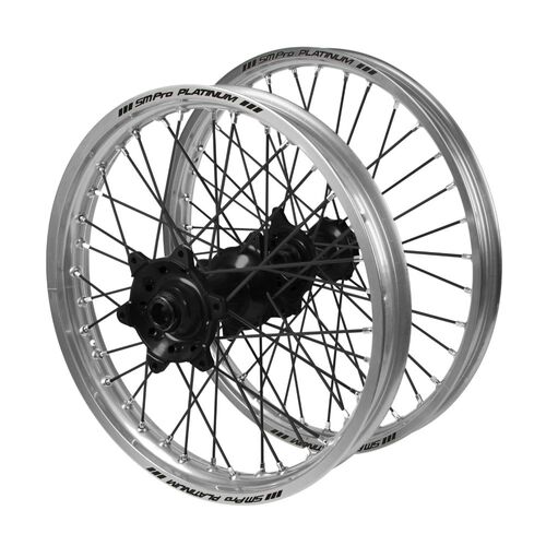 KTM Adventure Haan Black Hubs / SM Pro Platinum Silver Rims / Black Spokes Wheel Set 1090 ADVENTURE R 2017-2024 (19*2.50 / 17*4.25)