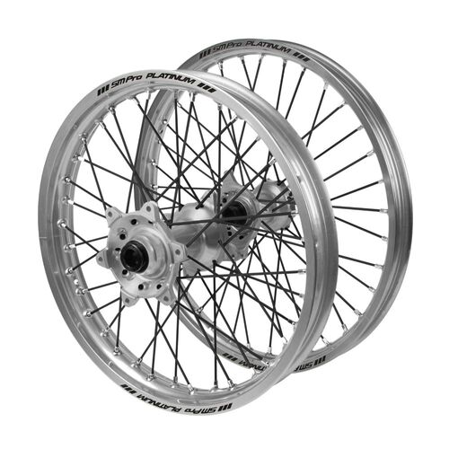 KTM Adventure Haan Silver Hubs / SM Pro Platinum Silver Rims / Black Spokes Wheel Set 1090 ADVENTURE R 2017-2024 (19*2.50 / 17*4.25)