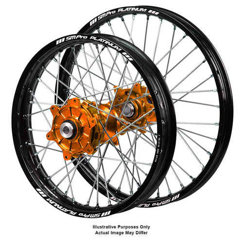 KTM Adventure Haan Orange Hubs / SM Pro Platinum Black Rims Wheel Set 1090 ADVENTURE R 2017-2024 (19*2.50 / 17*4.25)