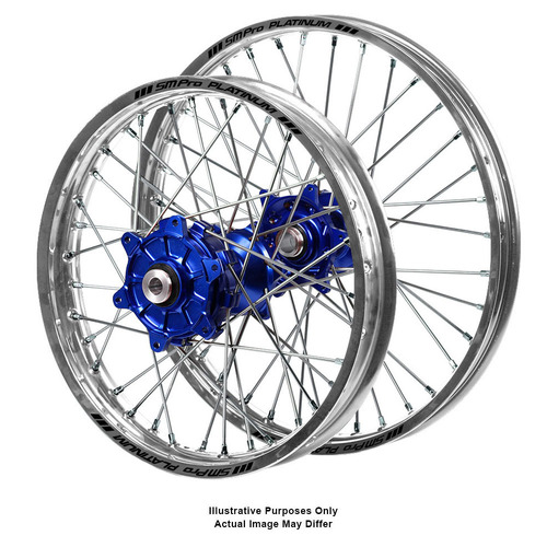 KTM Adventure Haan Blue Hubs / SM Pro Platinum Silver Rims Wheel Set 1090 ADVENTURE R 2017-2024 (19*2.50 / 17*4.25)