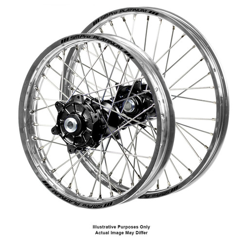 KTM Adventure Haan Black Hubs / SM Pro Platinum Silver Rims Wheel Set 1190 ADVENTURE R 2013-2024 (21*1.85 / 17*5.00)