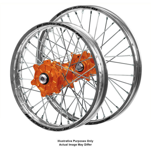 KTM Adventure Haan Orange Hubs / SM Pro Platinum Silver Rims Wheel Set 1090 ADVENTURE R 2017-2024 (19*2.50 / 17*4.25)