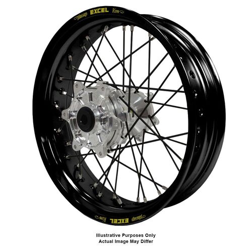 KTM 950-990 Adventure Haan Silver Hubs / Excel Black Rims / Black Spokes Rear Wheel 950 ADVENTURE 2003-2014 (17*4.25)