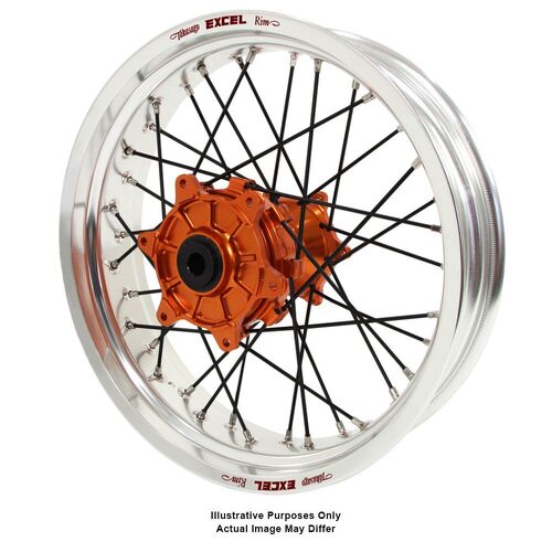 KTM 950-990 Adventure Haan Orange Hubs / Excel Silver Rims / Black Spokes Rear Wheel 950 ADVENTURE 2003-2014 (17*4.25)