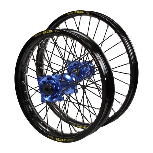 Suzuki Haan Blue Hubs / Excel JNR Black Rims / Black Spokes Wheel Set RM 85 (Small Wheel) 2002-2024 (17*1.40 / 14*1.60 OE)