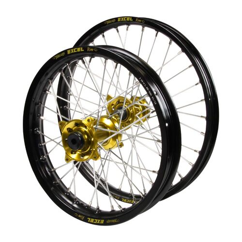 Suzuki Haan Gold Hubs / Excel JNR Black Rims Wheel Set RM 80 (Small Wheel) 1990-2001 (17*1.40 / 14*1.60 OE)