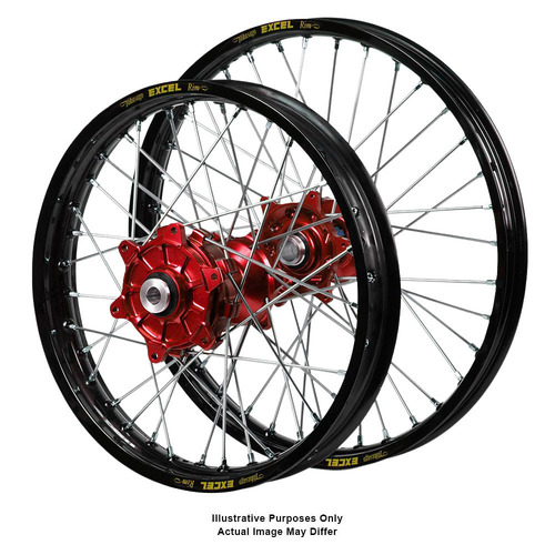 Yamaha Adventure Haan Red Hubs / Excel Black Rims Wheel Set XTZ 690 TENERE (T7) 2019-2024 (17*3.50 / 17*5.00)