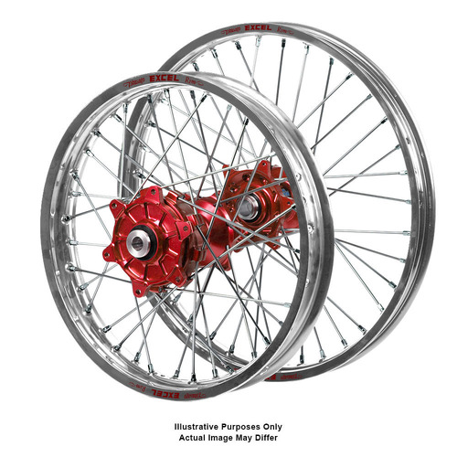 Yamaha Adventure Haan Red Hubs / Excel Silver Rims Wheel Set XTZ 690 TENERE (T7) 2019-2024 (17*3.50 / 17*4.25)