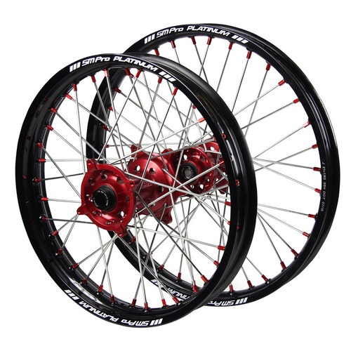 Beta Haan Red Hubs / SM Pro Platinum Black Rims Wheel Set RR 125 2018-2024 (21*1.6 / 18*2.15 OE)