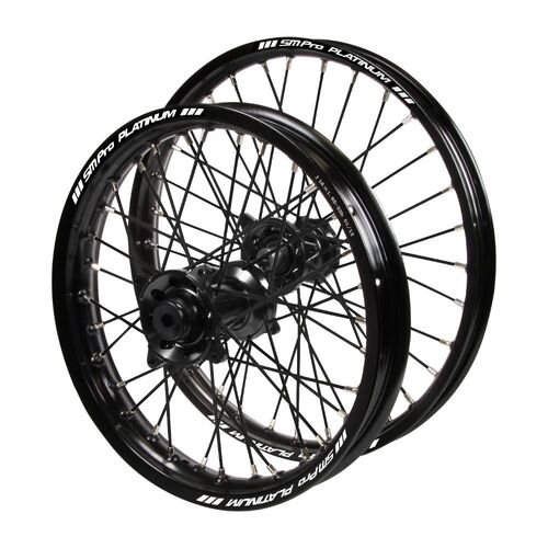 Honda Haan Black Hubs / SM Pro Platinum Junior Black Rims / Black Spokes Wheel Set CR 80 R (Big Wheel) 1996-2002 (17*1.40 / 14*1.60)