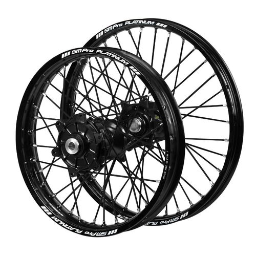 Honda Haan Cush Drive Black Hubs / SM Pro Platinum Black Rims / Black Spokes Wheel Set CRF 450 R 50th Anniversary 2023 (21*1.6 / 19*2.15 OE)