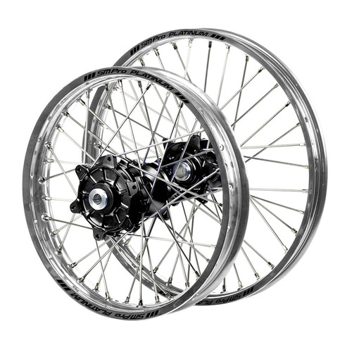 Honda Haan Cush Drive Black Hubs / SM Pro Platinum Silver Rims Wheel Set CRF 450 X 2005-2017 (21*1.6 / 19*2.15)