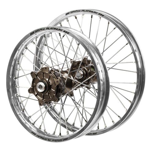 Honda Haan Cush Drive Magnesium Hubs / SM Pro Platinum Silver Rims Wheel Set CRF 450 RX 2017-2024 (21*1.6 / 18*2.15 OE)