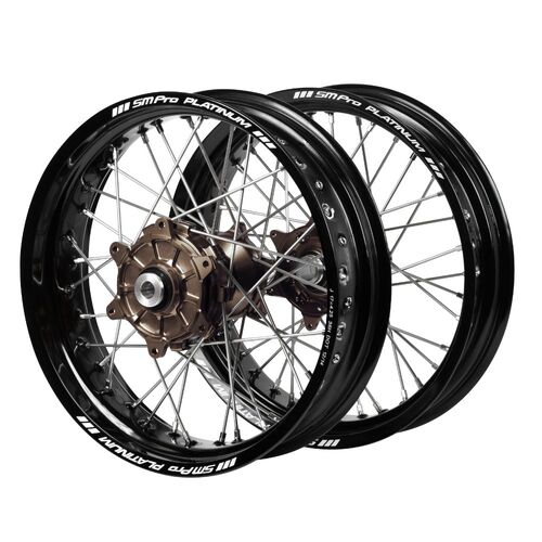 Honda Haan Cush Drive Magnesium Hubs / SM Pro Platinum Black Rims Supermotard Wheel Set CRF 250 RX 2019-2024 (17*3.5 / 17*4.25)