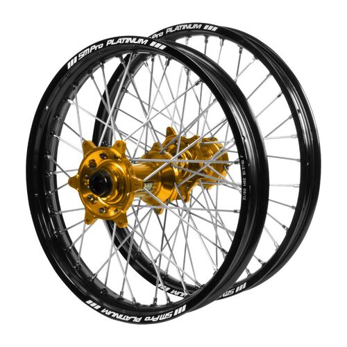 KTM Adventure Haan Gold Hubs / SM Pro Platinum Black Rims Wheel Set 950 ADVENTURE 2003-2006 (17*3.5 / 17*4.25)