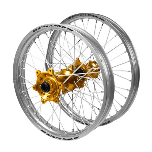 KTM Adventure Haan Gold Hubs / SM Pro Platinum Silver Rims Wheel Set 950 ADVENTURE 2003-2006 (17*3.5 / 17*4.25)