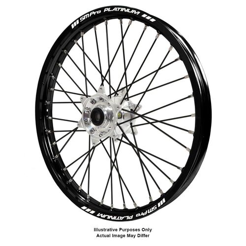 KTM 950-990 Adventure Haan Silver Hubs / SM Pro Platinum Black Rims / Black Spokes Front Wheel