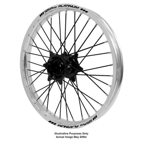 KTM 950-990 Adventure Haan Black Hubs / SM Pro Platinum Silver Rims / Black Spokes Front Wheel 950 ADVENTURE 2003-2014 (17*3.5)