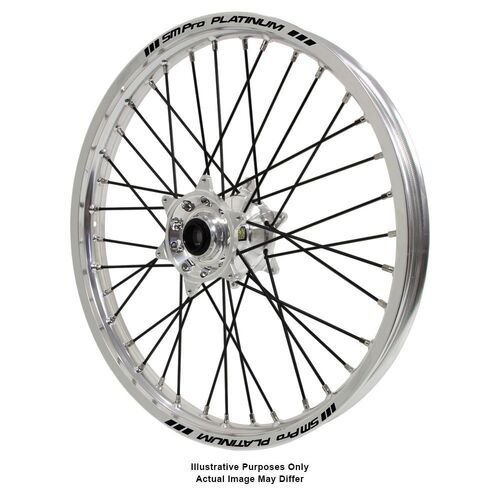 KTM 950-990 Adventure Haan Silver Hubs / SM Pro Platinum Silver Rims / Black Spokes Front Wheel