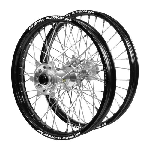 Gas Gas Haan Silver Hubs / SM Pro Platinum Black Rims Wheel Set MC 125 2021-2023 (21*1.6 / 18*2.15)