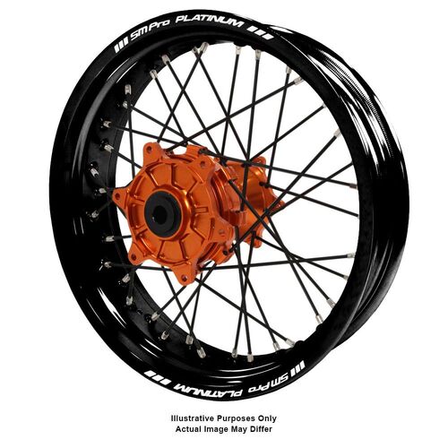 KTM 950-990 Adventure Haan Orange Hubs / SM Pro Platinum Black Rims / Black Spokes Rear Wheel 950 ADVENTURE 2003-2014 (17*4.25)