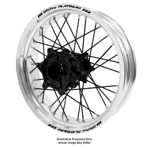 KTM 950-990 Adventure Haan Black Hubs / SM Pro Platinum Silver Rims / Black Spokes Rear Wheel 950 ADVENTURE 2003-2014 (17*4.25)