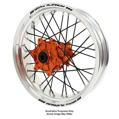 KTM Adventure Haan Orange Hubs / SM Pro Platinum Silver Rims / Black Spokes Rear Wheel 1290 ADVENTURE R 2017-2024 (17*4.25)