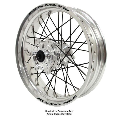 KTM 950-990 Adventure Haan Silver Hubs / SM Pro Platinum Silver Rims / Black Spokes Rear Wheel 950 ADVENTURE 2003-2014 (17*5.00)