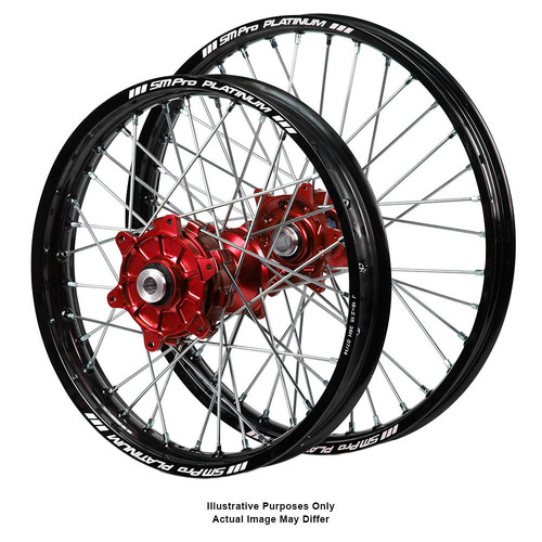 Yamaha Adventure Haan Red Hubs / SM Pro Platinum Black Rims Wheel Set XTZ 690 TENERE (T7) 2019-2024 (17*3.50 / 17*4.25)