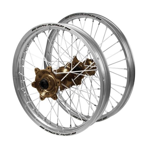 Gas Gas Haan Magnesium Hubs / SM Pro Platinum Silver Rims Wheel Set MC 125 2021-2023 (21*1.6 / 18*2.15)