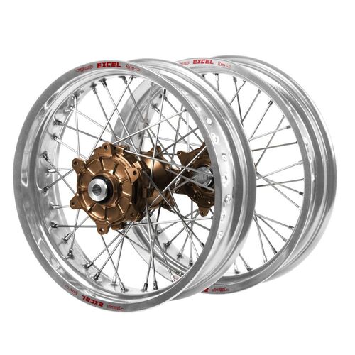 Kawasaki Haan Cush Drive Magnesium Hubs / Excel Silver Rims Supermoto Wheel Set
