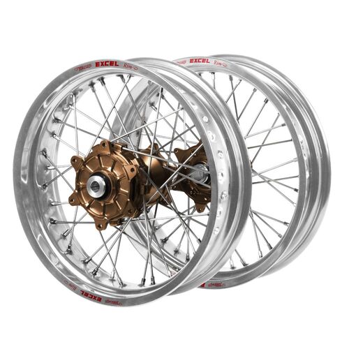 KTM Haan Cush Drive Magnesium Hubs / Excel Silver Rims Supermoto Wheel Set