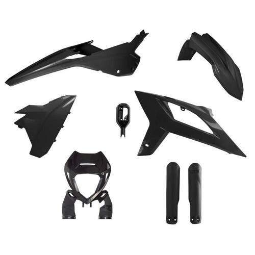 Rtech Beta Black Plastic Kit RR 125 2T 2020 (With Headlight Surround and Factory Wrap Fork Protectors)