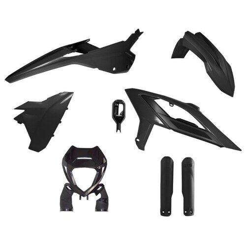 Rtech Beta Black Plastic Kit RR 125 2T 2023 (With Headlight Surround and Factory Wrap Fork Protectors)