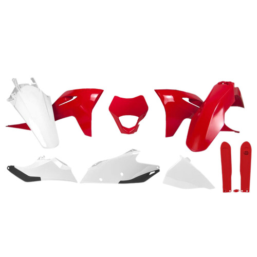 Rtech Gas Gas Red/White Plastic Kit EC 250 2023 (With Fork Protectors)