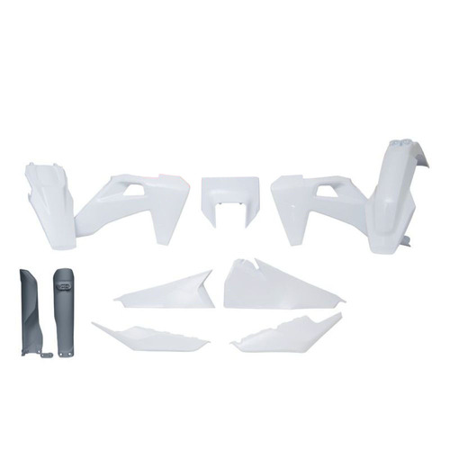 Rtech Husqvarna White Plastic Kit TE 150 I 2020-2021 (With Headlight Surround & Fork Proctectors)