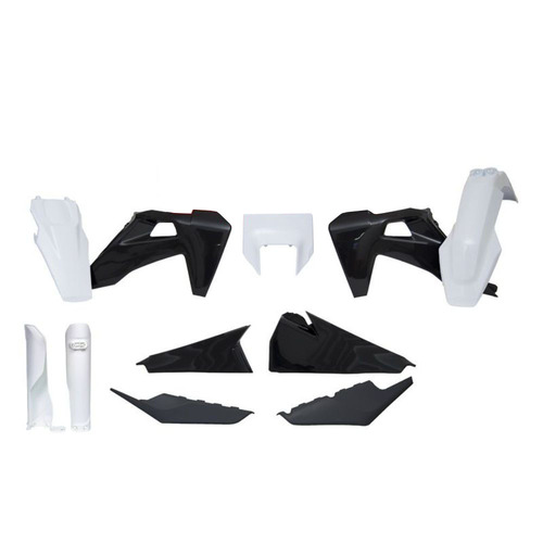 Rtech Husqvarna White/Black (021) Plastic Kit TE 150 2023 (With Headlight Surround & Fork Proctectors)