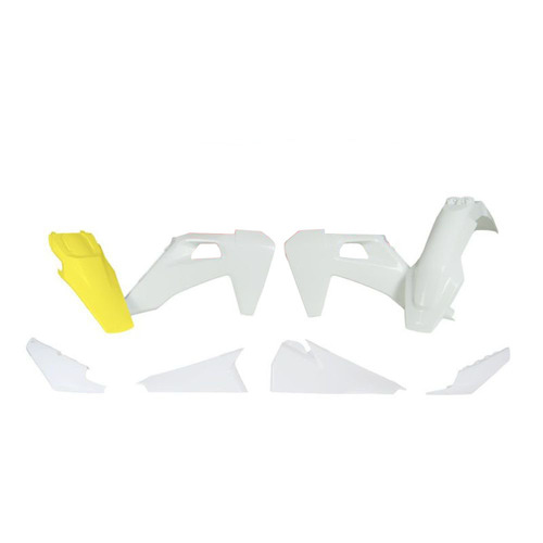 Rtech Husqvarna White/Yellow Plastic Kit TE 150 I 2022 (Without Headlight Surround)