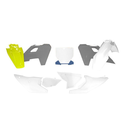 Rtech Husqvarna White/Grey/Yellow Plastic Kit TC 125 2024 (7 Piece Kit)