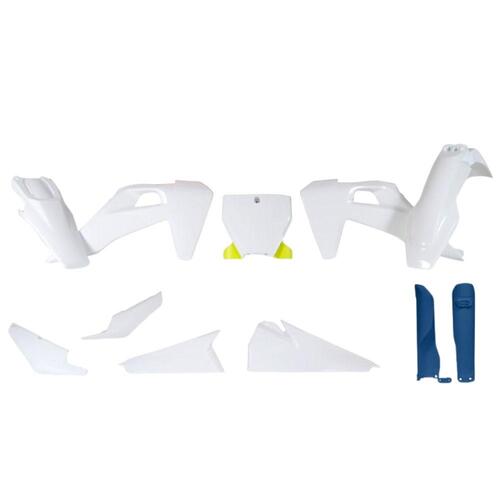 Rtech Husqvarna White/Yellow Plastic Kit FC 450 ROCKSTAR EDITION 2019-2020 (With Fork Protectors)