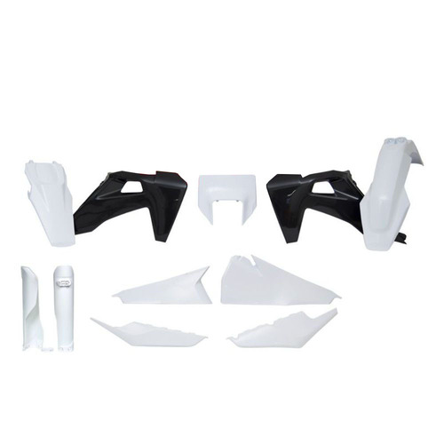 Rtech Husqvarna White/Black (022) Plastic Kit TE 150 2023 (With Headlight Surround & Fork Proctectors)