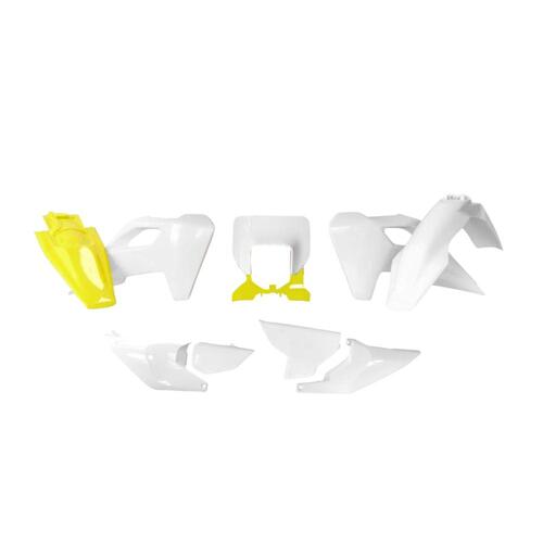 Rtech Husqvarna White/Yellow Plastic Kit TE 300 PRO 2024 (With Headlight Surround)