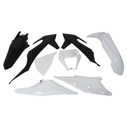 Rtech KTM White/Black Plastic Kit 150 EXC 2023 (With Headlight Surround)