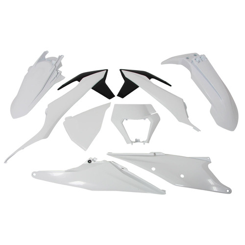 Rtech KTM White/White/Black Plastic Kit 150 EXC 2023 (With Headlight Surround)