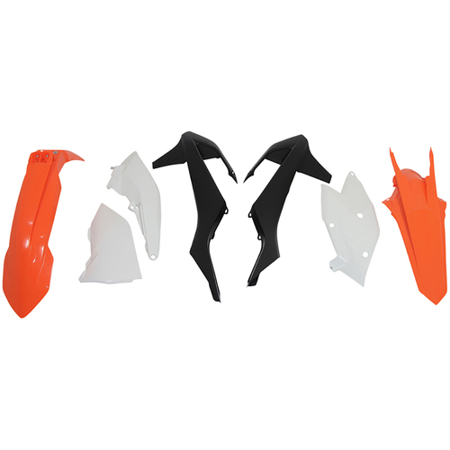 Rtech KTM Orange/Black/White Plastic Kit 125 EXC 2019 (Without Headlight Surround)