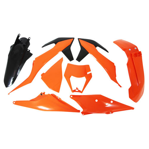 Rtech KTM Orange/Black Plastic Kit 150 EXC 2023 (With Headlight Surround)