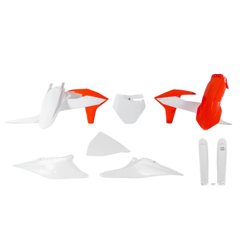 Rtech KTM Orange/White (020) Plastic Kit 250 SX-F 2021 (With Fork Protectors)